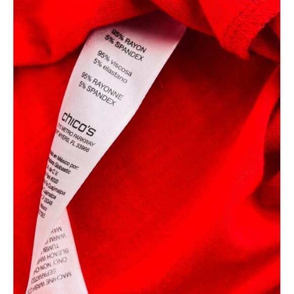 Chicos Womens Red Short Sleeve Top Size 2 Rayon/Spandex Large - Picture 3 of 5